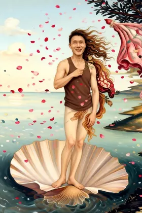 The same man in Botticelli's Birth of Venus